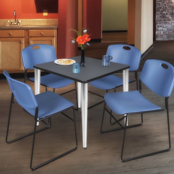 Regency Kahlo Square Table & Chair Sets, 30 W, 30 L, 29 H, Wood, Metal, Polypropylene Top, Grey TPL3030GYCM44BE - main